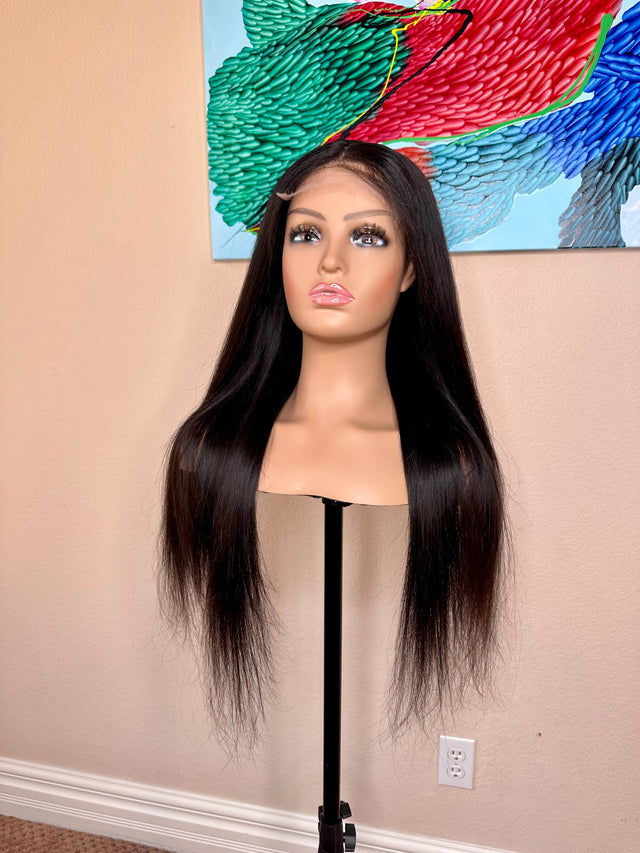 Brazilian wig middle part 27 inch long straight natural black color