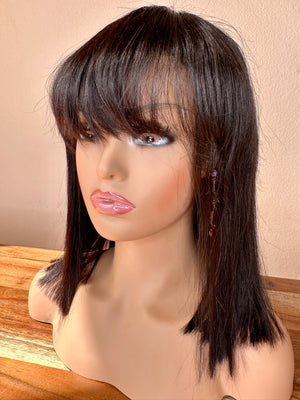 Bob wig with bangs 14 inches virgin Brazilian human hair 14 inches