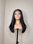 18 inch long silky way virgin human hair wig lace front side part