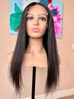 Brazilian virgin human hair wig 24 inch long straight middle part