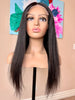 Brazilian virgin human hair  wig straight 22 inches long lace front middle part