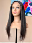 Brazilian virgin human hair wig 24 inch long straight middle part