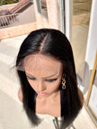 Brazilian virgin human hair 27 inch long glue less wig middle part straight