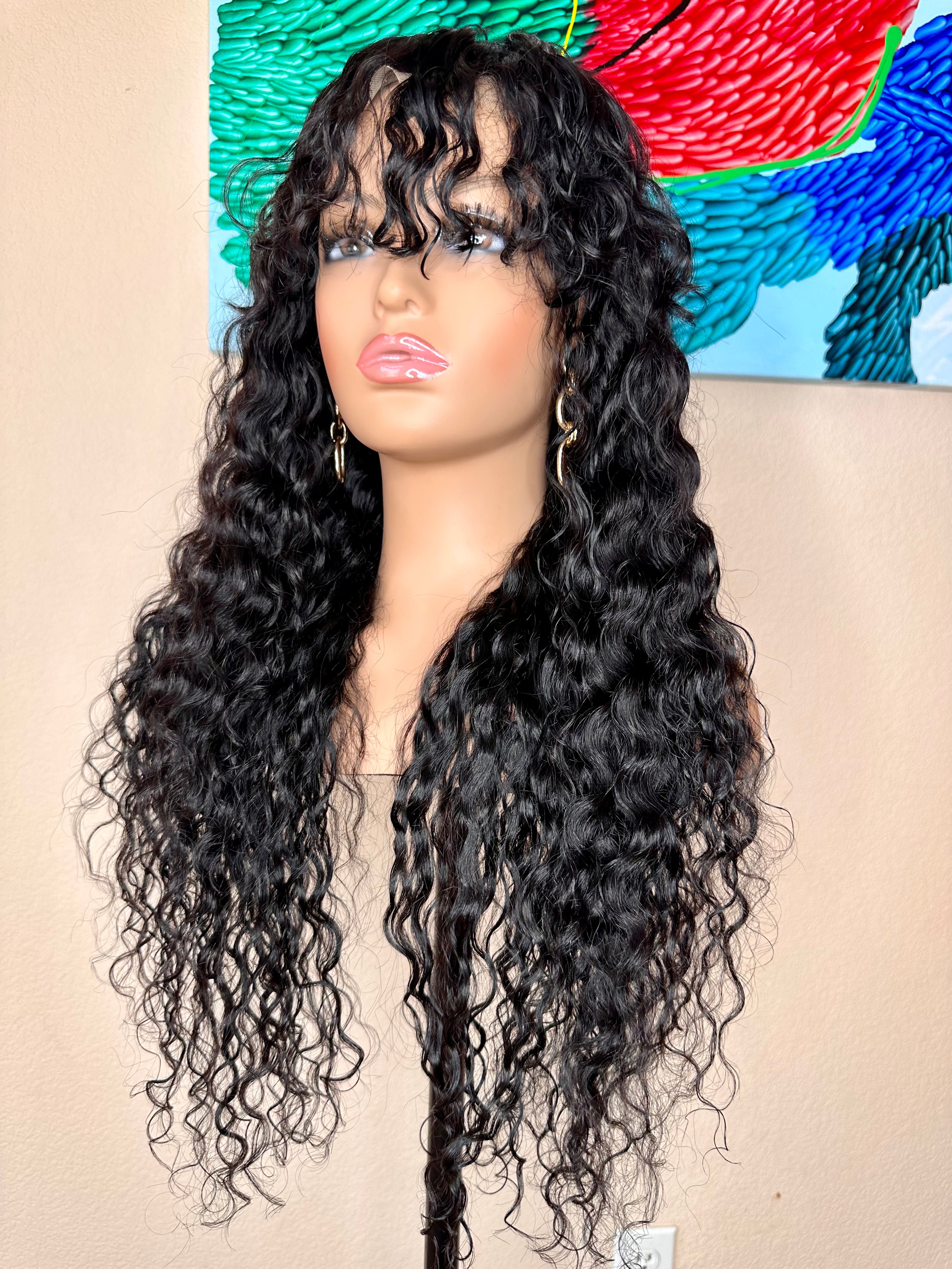 Virgin human hair water wave wig 24 inches