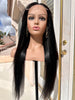 Brazilian virgin human hair 27 inch long glue less wig middle part straight